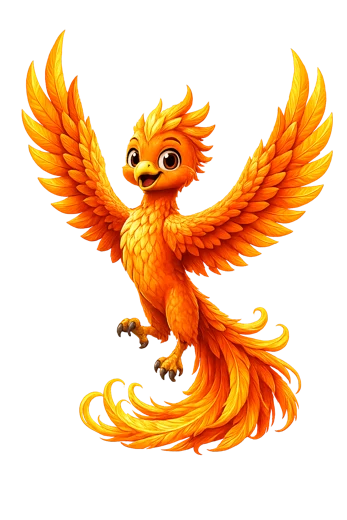 Stage 5: Soaring — in flight with fire-colored wings